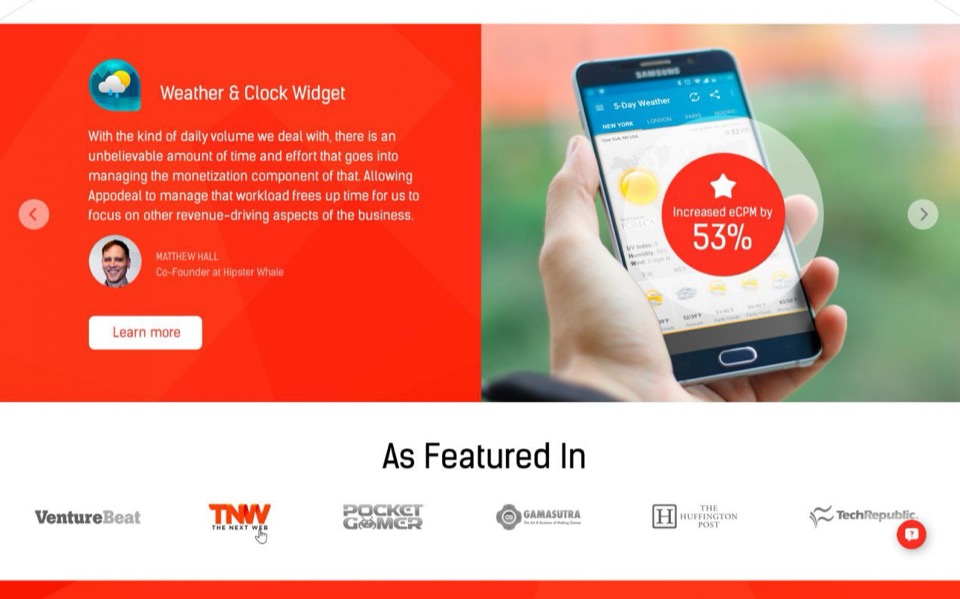Appodeal landing page