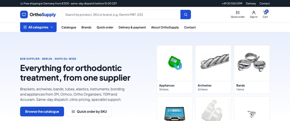 OrthoSupply WooCommerce store, home page